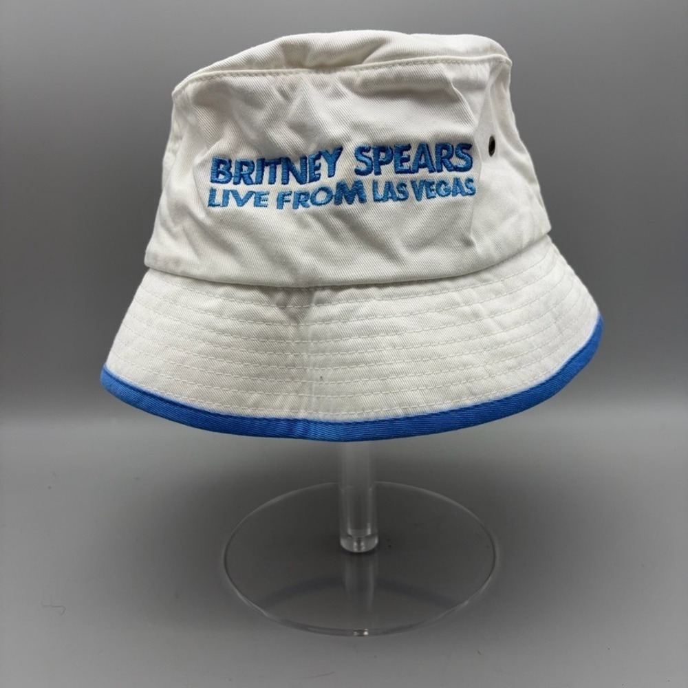 Britney Spears Bucket Hat Womens OS White Blue HBO Y2K Pop Star Las Vegas